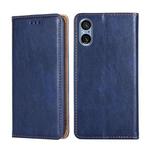 For Sony Xperia 5 V Gloss Oil Solid Color Magnetic Leather Phone Case(Blue)