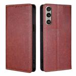 For Sony Xperia 1 VI Gloss Oil Solid Color Magnetic Leather Phone Case(Brown)