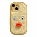 For iPhone 15 Plus Plush White Eyes Duck TPU Phone Case(Yellow)