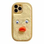 For iPhone 12 Plush White Eyes Duck TPU Phone Case(Yellow)