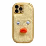 For iPhone 12 Pro Plush White Eyes Duck TPU Phone Case(Yellow)