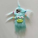 For iPhone 15 Pro Max Tied Hairstyle Plush Monster TPU Phone Case(Green)