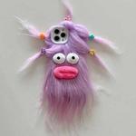 For iPhone 15 Pro Tied Hairstyle Plush Monster TPU Phone Case(Purple)
