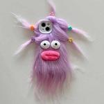 For iPhone 15 Tied Hairstyle Plush Monster TPU Phone Case(Purple)