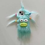 For iPhone 14 Plus Tied Hairstyle Plush Monster TPU Phone Case(Green)