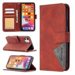 For iPhone 11 Rhombus Texture Magnetic Buckle Horizontal Flip Leather Case with Holder & Card Slots & Wallet & Photo Frame(Brown)