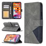 For iPhone 11 Rhombus Texture Magnetic Buckle Horizontal Flip Leather Case with Holder & Card Slots & Wallet & Photo Frame(Grey)