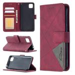 For Huawei Y5p Rhombus Texture Magnetic Buckle Horizontal Flip Leather Case with Holder & Card Slots & Wallet & Photo Frame(Red)