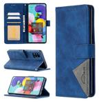 For Samsung Galaxy A51 Rhombus Texture Magnetic Buckle Horizontal Flip Leather Case with Holder & Card Slots & Wallet & Photo Frame(Blue)