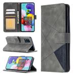 For Samsung Galaxy A51 Rhombus Texture Magnetic Buckle Horizontal Flip Leather Case with Holder & Card Slots & Wallet & Photo Frame(Grey)