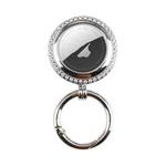 For Airtag Tracking Locator Electroplated Protective Case with Keychain(Silver)