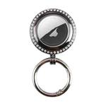 For Airtag Tracking Locator Electroplated Protective Case with Keychain(Black)