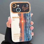 For iPhone 15 Scenery Pattern Large Window TPU Phone Case(White Sea Sunrise)