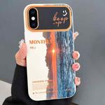 For iPhone XS Max Scenery Pattern Large Window TPU Phone Case(White Sea Sunrise)