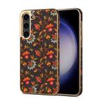 For Samsung Galaxy S23 5G Denior Flower Language Series Electroplated Phone Case(Black)