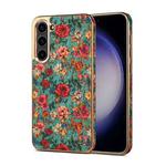For Samsung Galaxy S23 5G Denior Flower Language Series Electroplated Phone Case(Blue)
