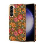 For Samsung Galaxy S23+ 5G Denior Flower Language Series Electroplated Phone Case(Green)