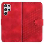 For Samsung Galaxy S22 Ultra 5G YX0060 Elephant Head Embossed Phone Leather Case with Lanyard(Red)