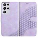 For Samsung Galaxy S21 Ultra 5G YX0060 Elephant Head Embossed Phone Leather Case with Lanyard(Light Purple)