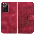For Samsung Galaxy Note20 Ultra YX0060 Elephant Head Embossed Phone Leather Case with Lanyard(Rose Red)