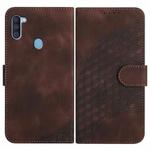 For Samsung Galaxy A11 EU Version YX0060 Elephant Head Embossed Phone Leather Case with Lanyard(Coffee)