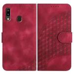 For Samsung Galaxy A20/A30 YX0060 Elephant Head Embossed Phone Leather Case with Lanyard(Rose Red)