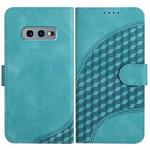 For Samsung Galaxy S10e YX0060 Elephant Head Embossed Phone Leather Case with Lanyard(Light Blue)
