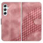 For Samsung Galaxy A35 YX0060 Elephant Head Embossed Phone Leather Case with Lanyard(Pink)