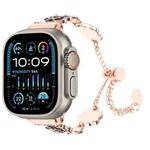 For Apple Watch Ultra 2 49mm Camellia Metal Chain Bracelet Watch Band(Black Rose Gold)