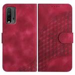 For Xiaomi Redmi 9T/Poco M3 YX0060 Elephant Head Embossed Phone Leather Case with Lanyard(Rose Red)