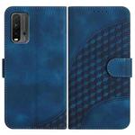 For Xiaomi Redmi 9T/Poco M3 YX0060 Elephant Head Embossed Phone Leather Case with Lanyard(Royal Blue)