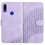For Xiaomi Redmi Note 7/7 Pro YX0060 Elephant Head Embossed Phone Leather Case with Lanyard(Light Purple)