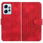 For Xiaomi Redmi Note 12 4G Global YX0060 Elephant Head Embossed Phone Leather Case with Lanyard(Red)