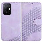 For Xiaomi 11T/11T Pro YX0060 Elephant Head Embossed Phone Leather Case with Lanyard(Light Purple)