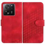 For Xiaomi 13T/13T Pro/Redmi K60 Ultra YX0060 Elephant Head Embossed Phone Leather Case with Lanyard(Red)