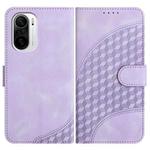 For Xiaomi Poco F3 YX0060 Elephant Head Embossed Phone Leather Case with Lanyard(Light Purple)