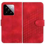 For Xiaomi 14 YX0060 Elephant Head Embossed Phone Leather Case with Lanyard(Red)