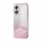 For OPPO A17 / A17K Gradient Glitter Powder Electroplated Phone Case(Pink)