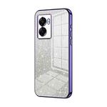 For OPPO A57 5G Gradient Glitter Powder Electroplated Phone Case(Purple)