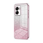 For OPPO A57 5G Gradient Glitter Powder Electroplated Phone Case(Pink)