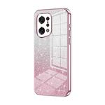 For OPPO Find X5 Gradient Glitter Powder Electroplated Phone Case(Pink)