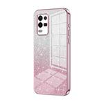 For OPPO K9x Gradient Glitter Powder Electroplated Phone Case(Pink)