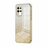 For OPPO K9x Gradient Glitter Powder Electroplated Phone Case(Gold)