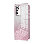 For OPPO A16 / A16s / A54s Gradient Glitter Powder Electroplated Phone Case(Pink)