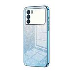 For OPPO K9 Pro Gradient Glitter Powder Electroplated Phone Case(Blue)