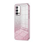 For OPPO K9 Gradient Glitter Powder Electroplated Phone Case(Pink)