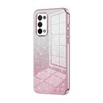 For OPPO A54 5G Gradient Glitter Powder Electroplated Phone Case(Pink)