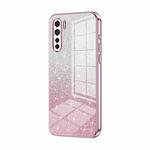 For OPPO A91 Gradient Glitter Powder Electroplated Phone Case(Pink)