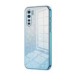For OPPO Reno3 4G / F15 / A91 Gradient Glitter Powder Electroplated Phone Case(Blue)