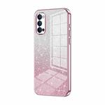 For OPPO Reno4 Gradient Glitter Powder Electroplated Phone Case(Pink)